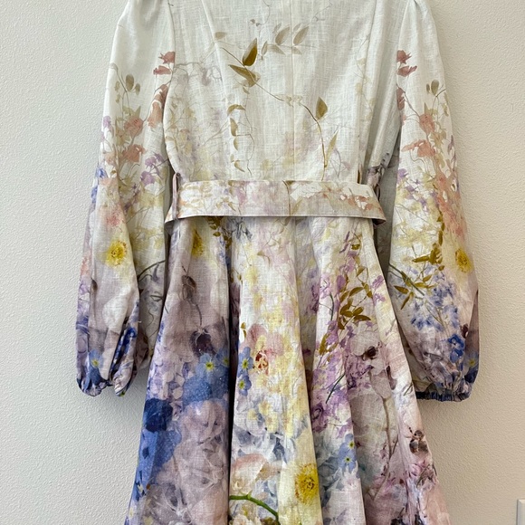 Rhythmic Belted Embellished Floral-print Linen Mini Dress - Picture 6 of 9